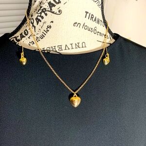 Paparazzi Gold heart shape necklace, bracelet &  pierced earrings set. NWT